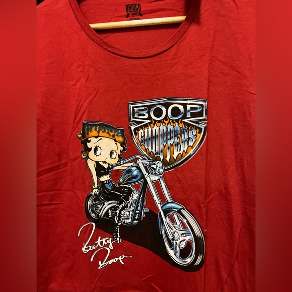 Betty Boop Graphic Tee Motorcycle Large Red NEW - Picture 2 of 3